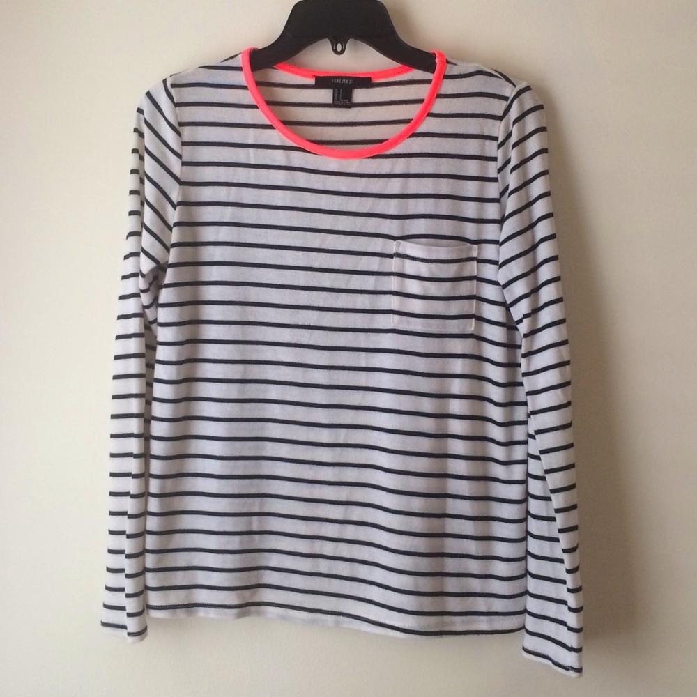 Forever 21 Contrast Trim Striped Sweater